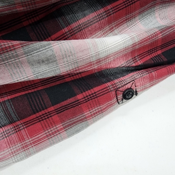 Buffalo David Bitton Makson Bordeaux Plaid Stitched Button Up Shirt M - Picture 7 of 9
